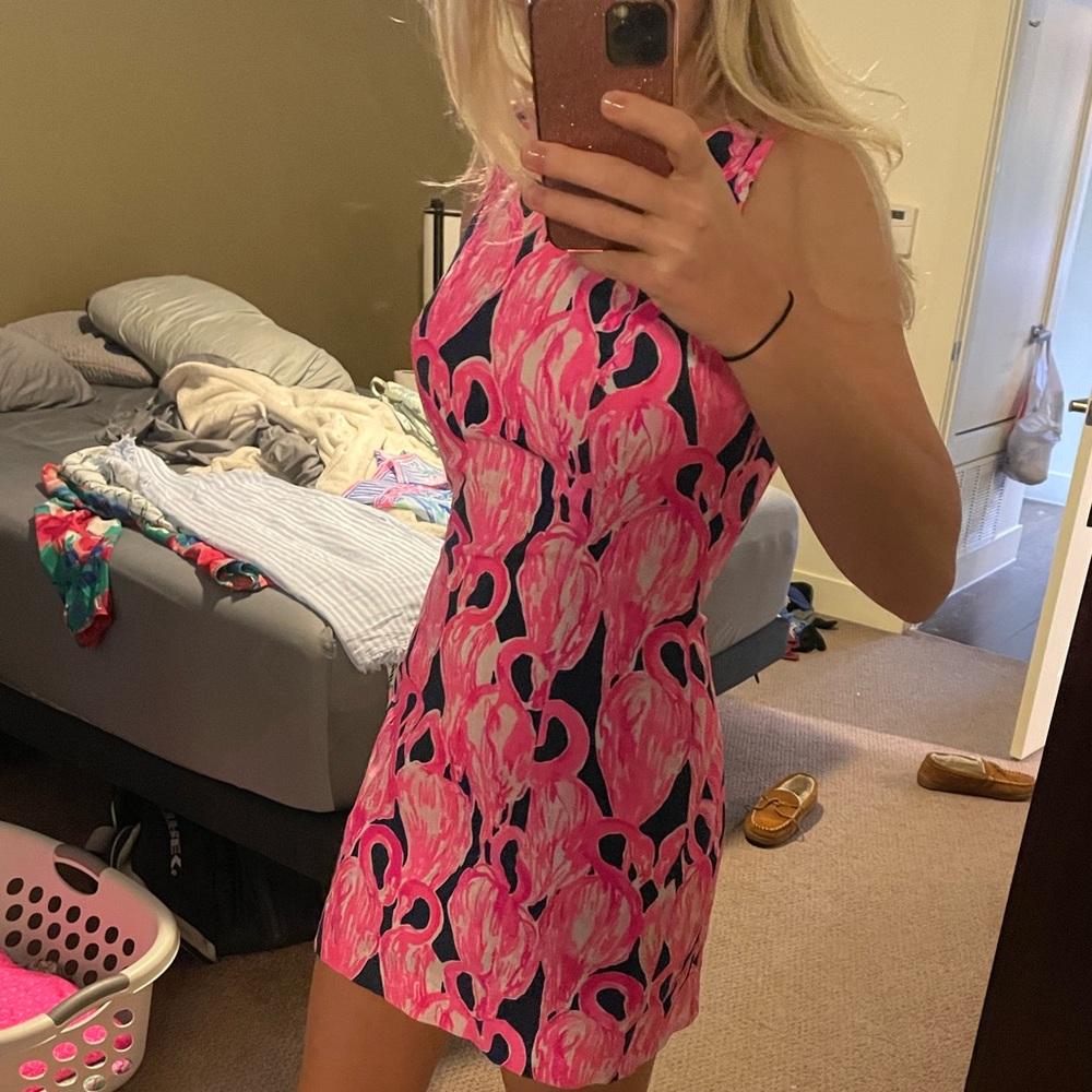 ❤️ Lilly Pulitzer - Size 4 - Flamingo Dress - High Tide Navy Via Amor - NWOT